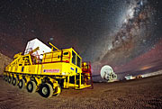 ESO's 10000th public image shows ALMA transporters and Milky Way