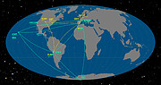 La rete di EHT (Event Horizon Telescope) e GMVA (Global mm-VLBI Array) sulla mappa della terra