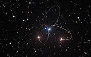 Imagem artística das órbitas de 3 estrelas próximas do Centro Galáctico