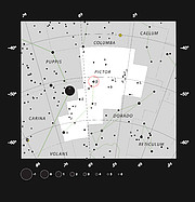 Mappa del cielo nella zona di Beta Pictoris