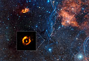 Stoftskivan omkring den åldrande dubbelstjärnan IRAS 08544-4431
