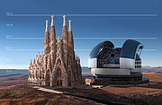 De E-ELT vergeleken met de Sagrada Família in Barcelona