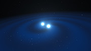 Ilustración de estrellas de neutrones fusionándose