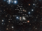 Aufnahme der Himmelsregion um NGC 1316 (beschriftet)
