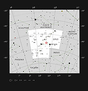 A estrela gigante vermelha π1 Gruis na constelação do Grou