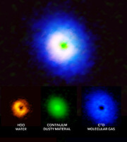 Billeder fra ALMA af den skive omkring stjernen V883 Orionis, hvor der dannes planeter