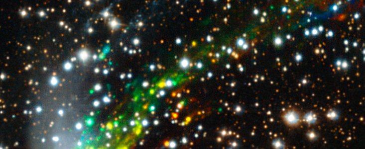 Sådan ser MUSE den strippede galakse ESO 137-001
