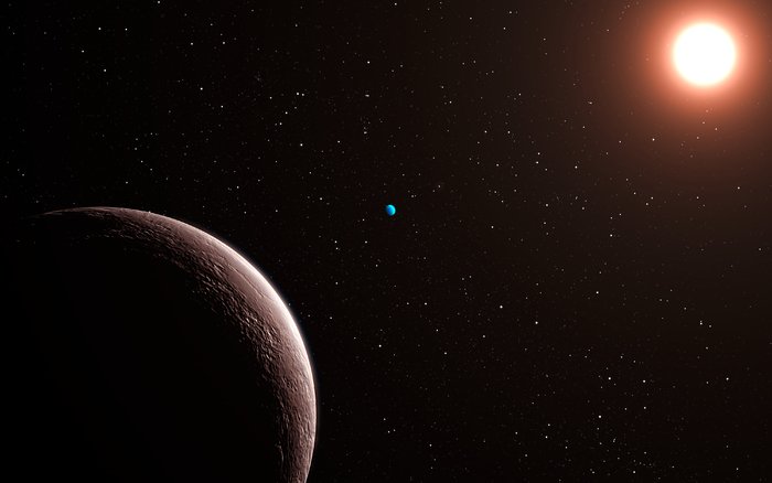 Planetsystemet Gliese 581 som tegneren forestiller sig det