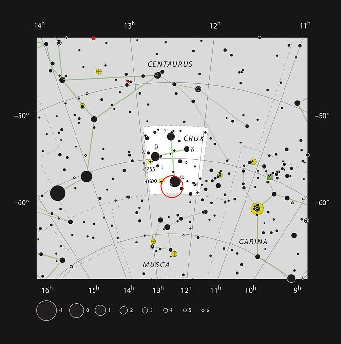 Nebulosan Kolsäcken i stjärnbilden Södra korset