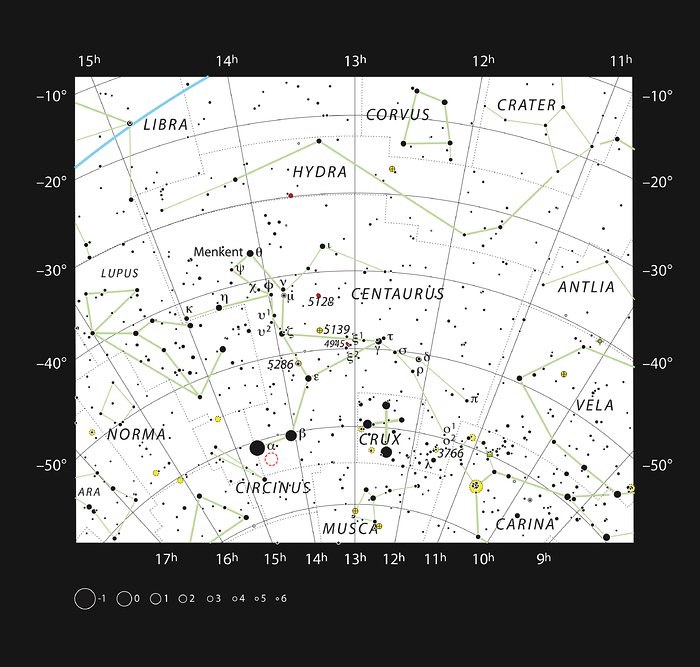 Proxima Centauri in het zuidelijke sterrenbeeld Centaur