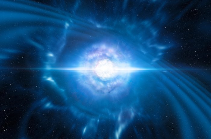 Neutronstjärnor smälter samman (illustration)