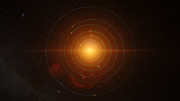 Animation af exoplaneterne i bane omkring TRAPPIST-1