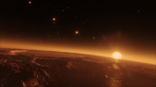 Vista desde la superficie de TRAPPIST-1b