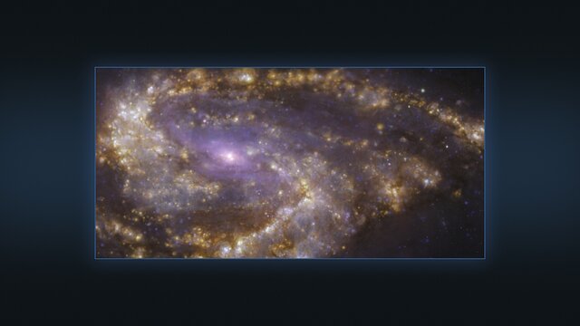 Várias imagens da galáxia NGC 3627 observada com o VLT e o ALMA