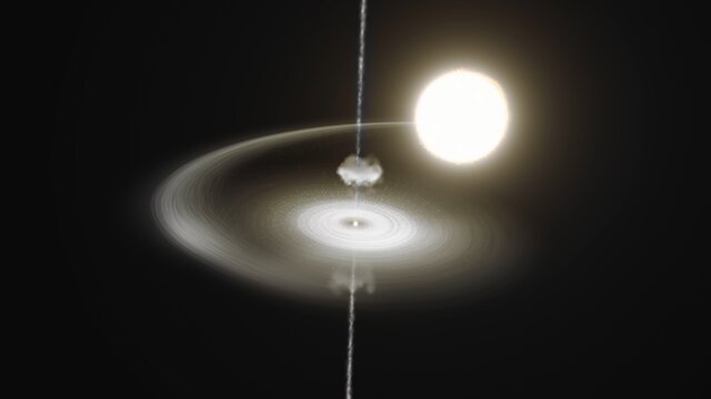 Animatie van de pulsar PSR J1023+0038