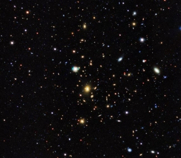 KiDS VST colour image of galaxy cluster (11h56m, +00d21m) KiDS VST colour image of galaxy cluster (11h56m, +00d21m)