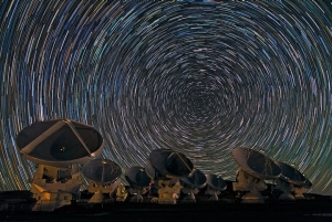 ALMA antennas at night