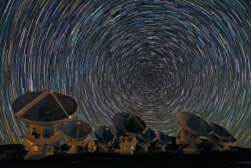 ALMA antennas by night
