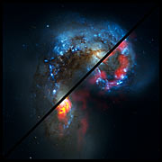 Comparaison entre les observations d'ALMA et de Hubble des Galaxies Antennes