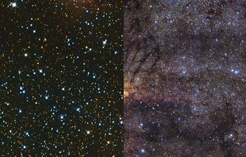 The Milky Way’s central region in visible light and near-infrared