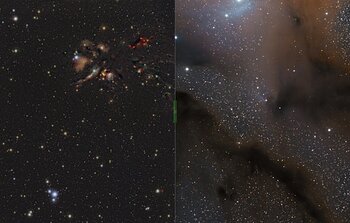 Stjärnbildningsområdet L1688 i synligt och infrarött ljus