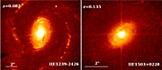 Two quasars with their host galaxy