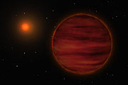 Impresión artística del sistema estelar SCR 1845-6357