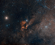 Immagine dei dintorni dell'ammasso stellare RCW 38 ottenuta dalla Digitized Sky Survey