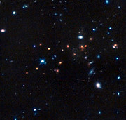 Hubble infrared image of the most remote mature cluster of galaxies yet found