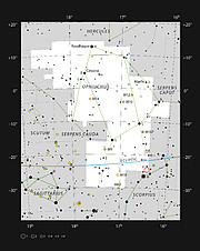 The constellation Ophiuchus, showing the Rho Ophiuchi star formation region