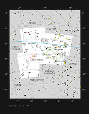Pallomainen tähtijoukko Messier 55 Jousimiehen tähtikuviossa