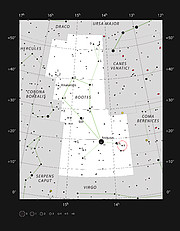 Mateřská hvězda planety Tau bootis b - mapka