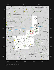 O enxame estelar globular Messier 4 na constelação do Escorpião
