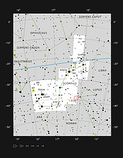 De donkere wolk Lupus 3 in het sterrenbeeld Schorpioen