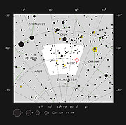De jonge ster HD 100546 in het zuidelijke sterrenbeeld Vlieg