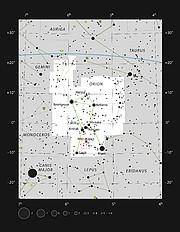 La constellation d'Orion et la région visible sur la nouvelle image d'APEX