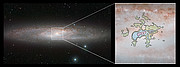 La galaxia con estallido de formación estelar NGC 253 a través de los ojos de  VISTA y ALMA 