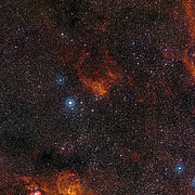 De omgeving van de sterrenhoop NGC 3572