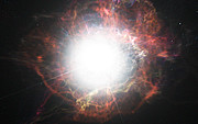 Supernovaeksplosionen 2010jl som tegneren forestiller sig den