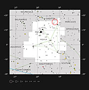 De planetaire nevel Henize 2-428 in het sterrenbeeld Arend (Aquila)