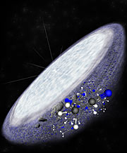 Artist’s impression van de protoplanetaire schijf rond de jonge ster MWC 480