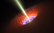 Artist’s impression of a supermassive black hole at the centre of a galaxy