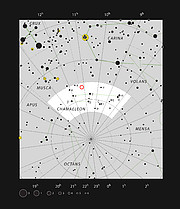 A localização da nebulosa de reflexão IC 2631 na constelação do Camaleão