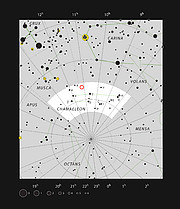 The location of the reflection nebula IC 2631 in the constellation of Chameleon