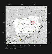 De oude dubbelster IRAS 08544-4431 in het sterrenbeeld Vela (Zeilen)