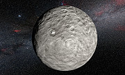 Artist’s impression van de heldere vlekken op Ceres, die door de ruimtesonde Dawn zijn ontdekt