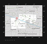 De ultra-koele dwergster TRAPPIST-1 in het sterrenbeeld Waterman