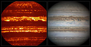 Comparison of VISIR and visible light views of Jupiter