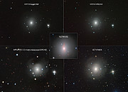 Composição de imagens da NGC 4993 e da quilonova observadas por muitos instrumentos do ESO