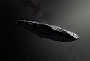 Artist’s impression van de interstellaire planetoïde `Oumuamua